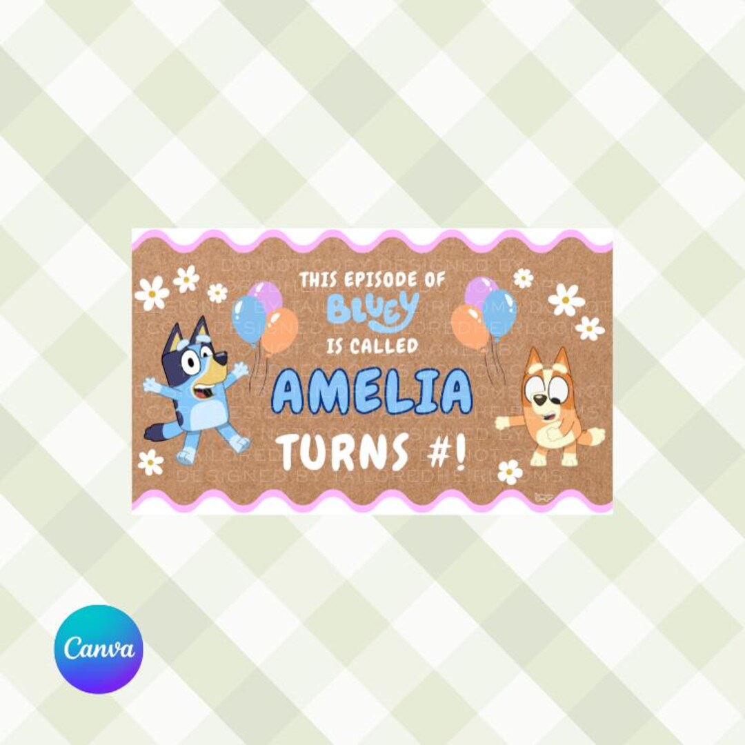 Bluey Birthday Banner - Canva Template - DIGITAL - Etsy