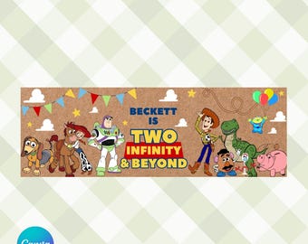 Plantilla de banner de cumpleaños de Toy Story 2 Infinity / Diseño editable para fiesta (descarga digital)