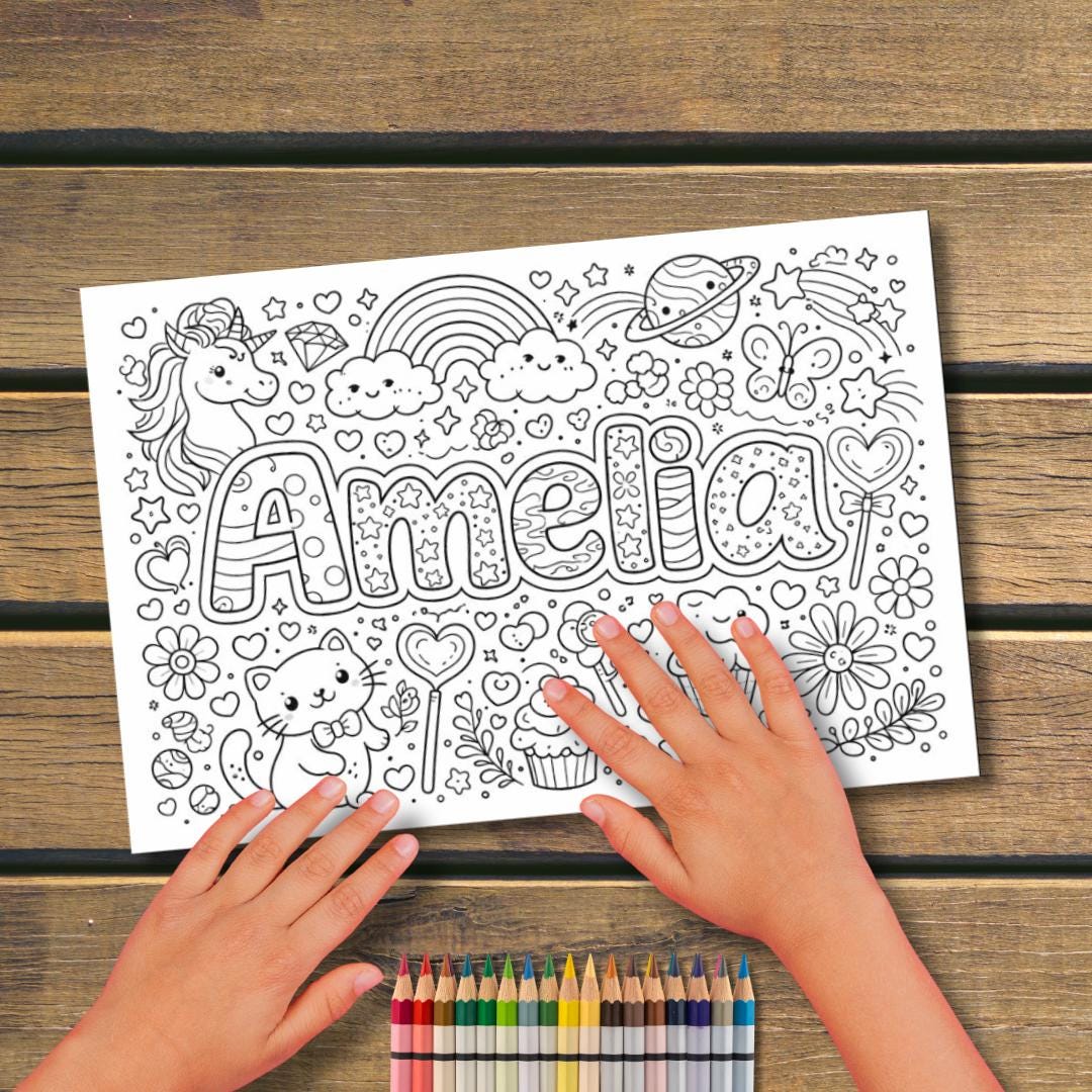 Personalized Name Coloring Page • Kids Activity, Custom Art (digital ...
