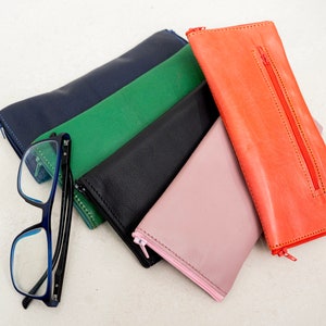 Genuine Leather Sunglasses Spectacle Case Three Zipped Double Sided Pouch Local Goggles, Eyeglass Top Quality Leather Pouch in Australia