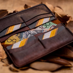 Cartera de cuero larga unisex hecha a mano, cartera de cuero para hombre/mujer larga, monedero de cuero, regalo para él/ella, cartera de cuero marrón nuevo estilo