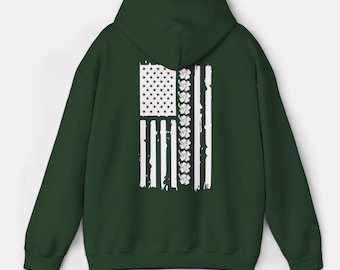 Shamrock American Flag Sweatshirt, Irish American Flag Shirt, St. Patrick's Day Gift, Irish Sweatshirt Hoodie
