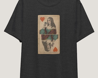 Queen of Hearts Vintage Tee Shirt, Retro Graphic Shirt, Valentines Day Tee, Love Feminine Power Tee