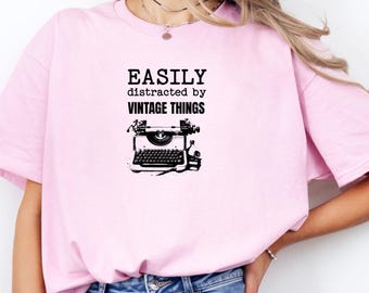 Chemise pour les amateurs d'occasions, facilement distrait par les choses vintage, t-shirt, t-shirt rétro vintage, t-shirt d'occasion et de vente de garage