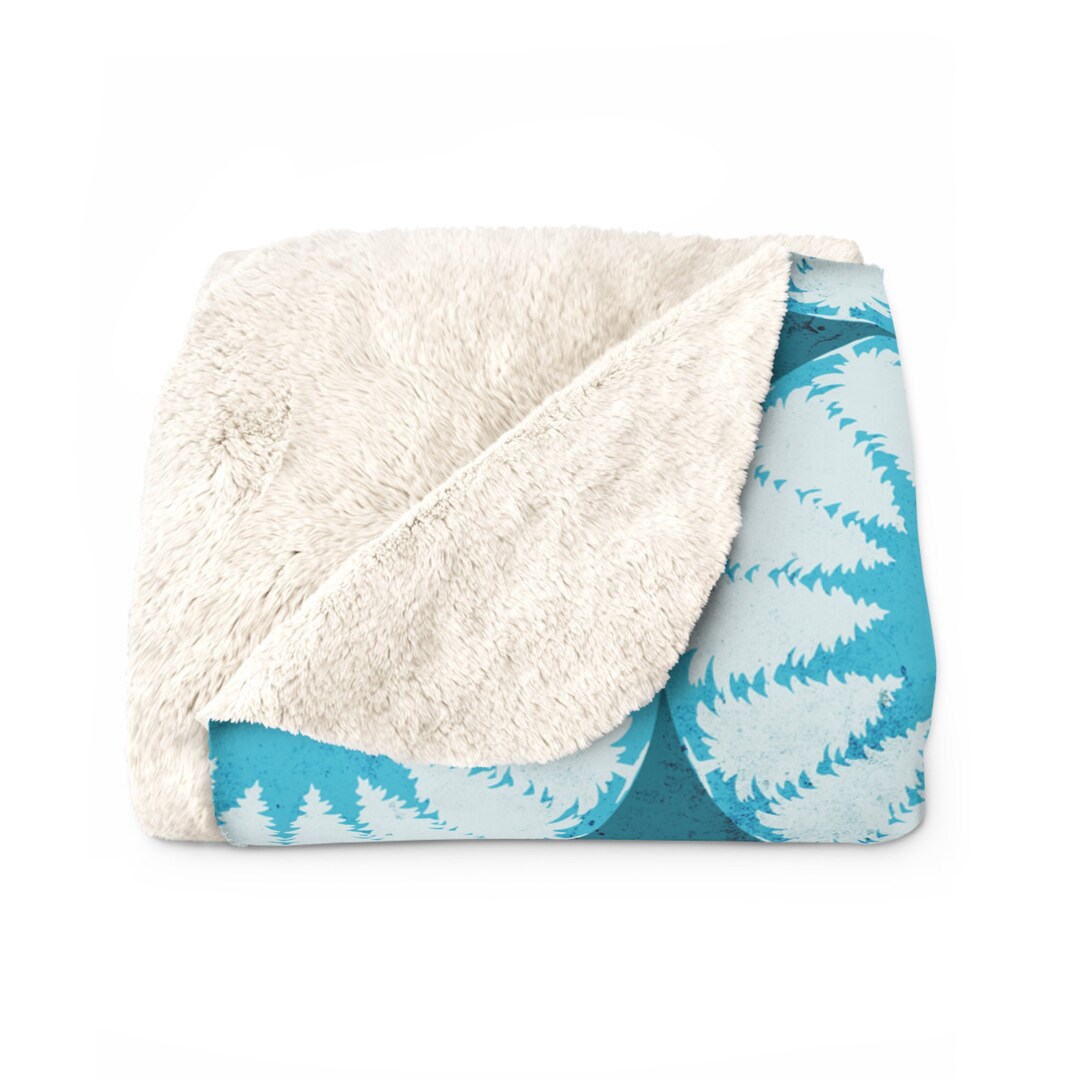 Winter Moon Turquoise Sherpa Fleece Soft Blanket, Home Decor Gift