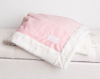 The Vada-Baby blanket, minky blanket, adult blanket, car seat blanket, lovey, kid blanket, baby gift, newborn gift, baby pink