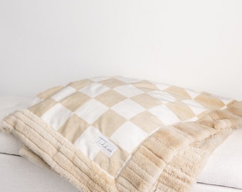 Manta Riggs para bebé, manta minky, manta para adultos, manta para asiento de coche, manta de abrazo, manta para niños, regalo para bebé, regalo para recién nacido, a cuadros, neutra