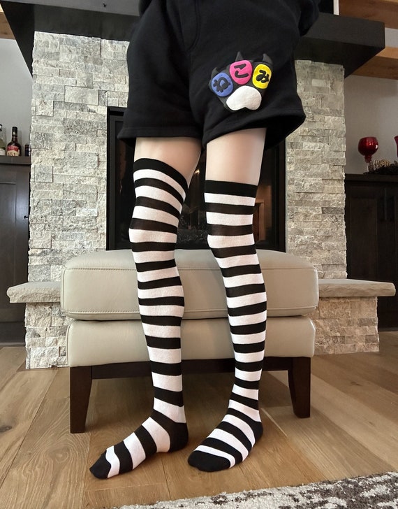 Nekomi Striped Thigh High Socks Etsy