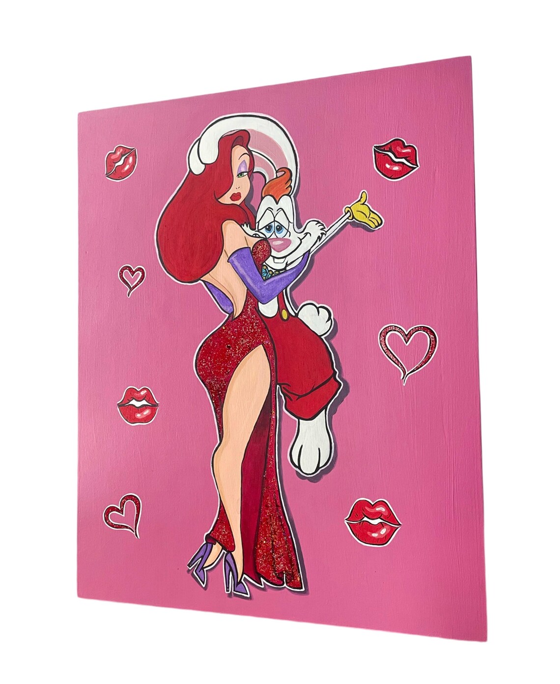 Jessica Rabbit Painting Jessica & Roger Rabbit Acrylic Painting on Wood Canvas - Handpainted ...