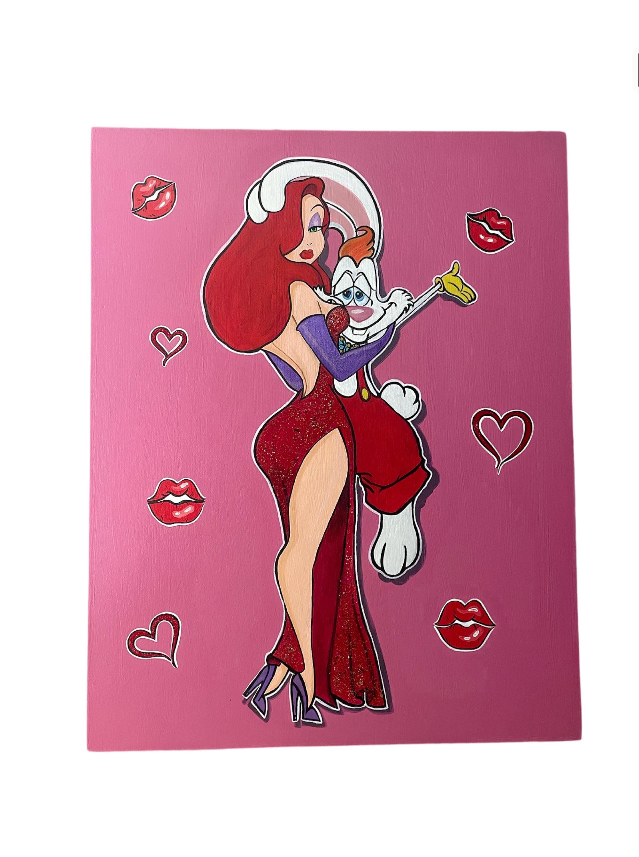 Jessica Rabbit Painting Jessica & Roger Rabbit Acrylic Painting on Wood Canvas - Handpainted ...