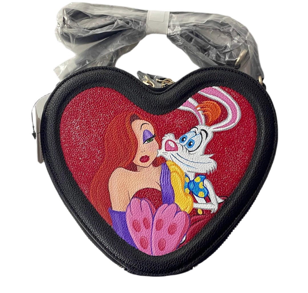 Jessica Rabbit With Handbag Jessica & Roger Rabbit Handpainted Glitter Heart Shaped Crossbody Bag ...