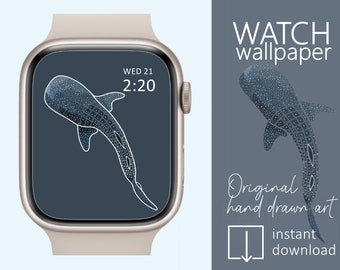 Whale Shark Apple watch wallpaper, Whale Shark Smartwatch wallpaper, Minimalist design