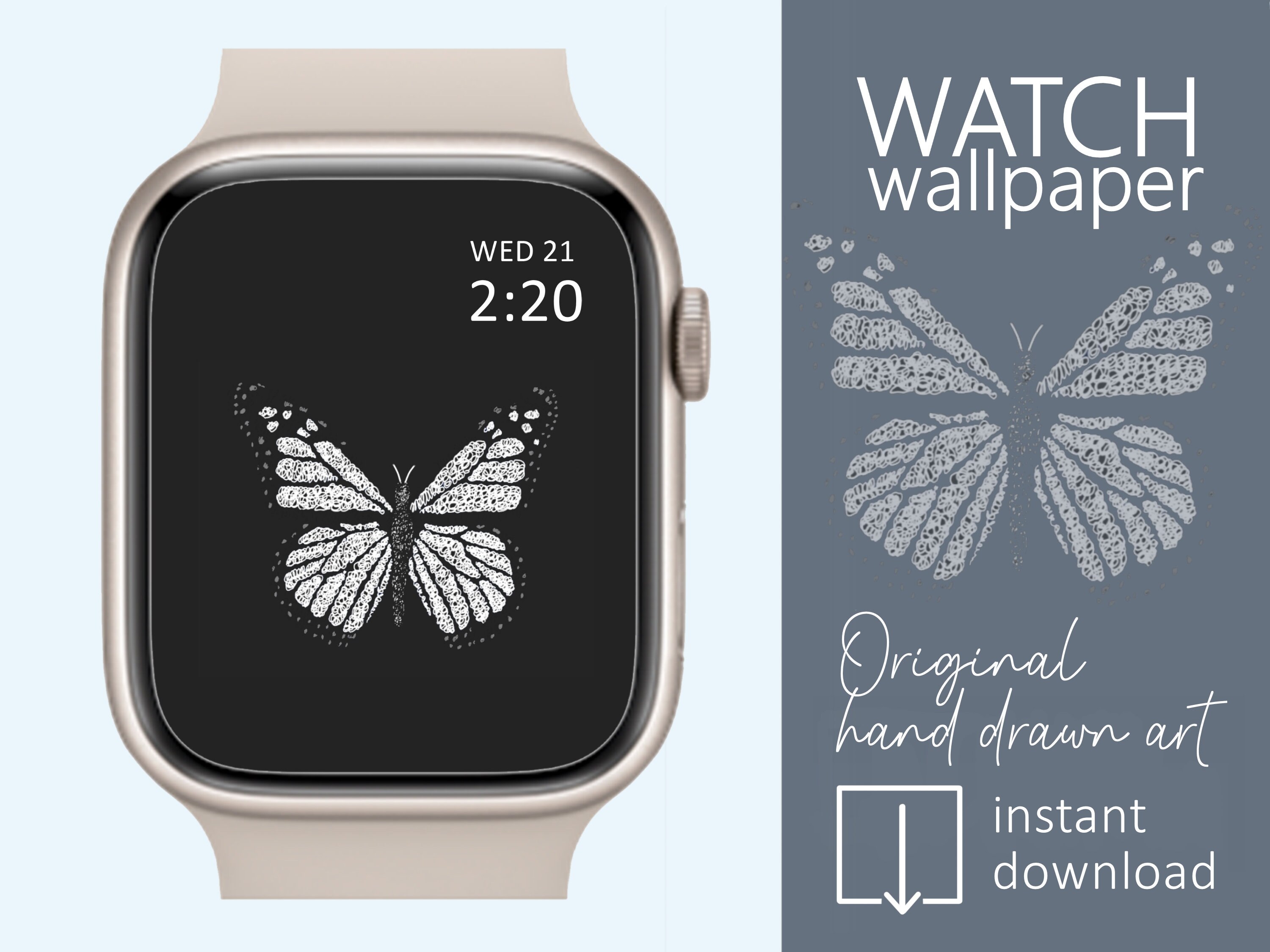 Butterfly Apple watch wallpaper, Butterfly Smartwatch wallpaper, Minimalist design