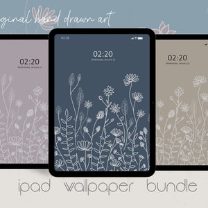 Set of 3 Floral ipad wallpaper, Flower wallpaper for ipad, tablet wallpaper, Samsung galaxy tab wallpaper