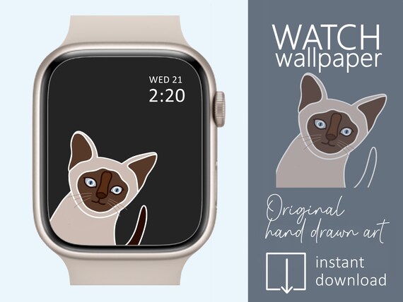 Cat Apple Watch Wallpaper, Cat Smartwatch Wallpaper, Minimalist 