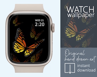 Monarch Butterfly Apple watch wallpaper, Butterfly Smartwatch wallpaper, Apple Watch, Samsung Galaxy