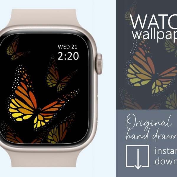 Monarch Butterfly Apple watch wallpaper, Butterfly Smartwatch wallpaper, Apple Watch, Samsung Galaxy