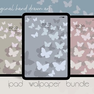 Set of 3 Butterflies ipad wallpaper, Butterflies wallpaper for ipad, tablet wallpaper, Samsung galaxy tab wallpaper