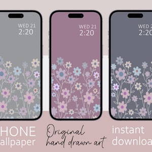 Set von 3 Blumen Smartphone Wallpaper, Blumen Wallpaper für Smartphone, iPhone Wallpaper, Samsung Galaxy Handy Wallpaper