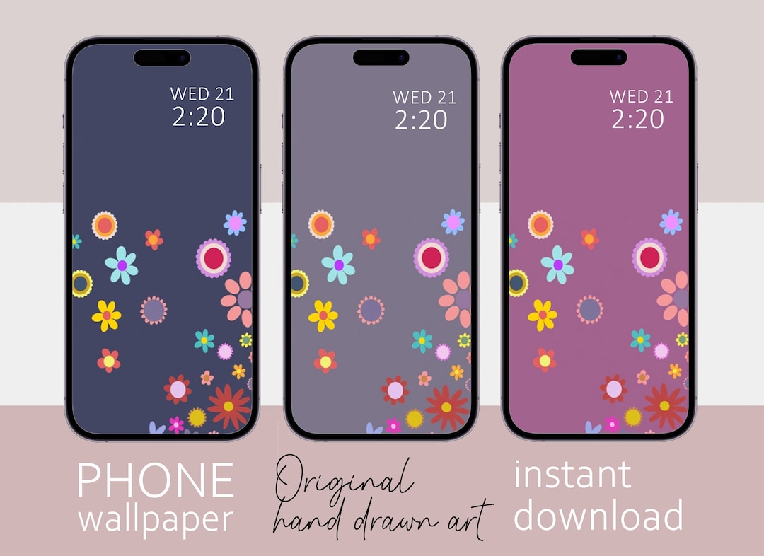 Set of 3 Floral Smart Phone Wallpaper, Flower Wallpaper for Smart Phone