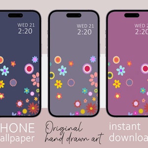 Set von 3 Blumen Smartphone Wallpaper, Blumen Wallpaper für Smartphone, iPhone Wallpaper, Samsung Galaxy Handy Wallpaper