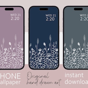 Set von 3 Blumen Smartphone Wallpaper, Blumen Wallpaper für Smartphone, iPhone Wallpaper, Samsung Galaxy Handy Wallpaper
