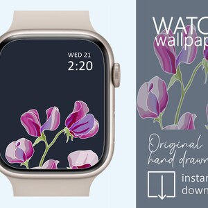 Sweet pea watch wallpaper, Smartwatch wallpaper, Apple Watch, Samsung Galaxy