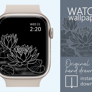Water Lily Apple watch wallpaper, Water Lily Smartwatch wallpaper, Minimalist design