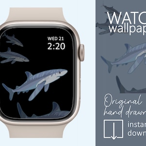 Shark Apple watch wallpaper, Samsung Galaxy watch wallpaper , Smartwatch wallpaper, Minimalist design