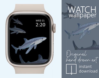 Shark Apple watch wallpaper, Samsung Galaxy watch wallpaper , Smartwatch wallpaper, Minimalist design