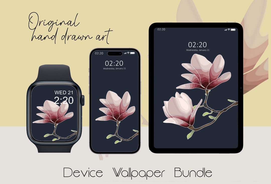 Magnolia Device Bundle of 3 Magnolia Wallpaper for Apple Watch, Iphone, Ipad ...