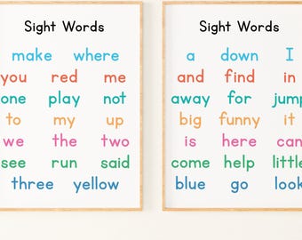 Pre-Primer Sight Words Poster Printable | Preschool Kindergarten Sight Word Chart | Dolch Sight Words | Classroom Decor (Digital Download)