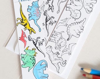 Dinosaur Classroom Coloring Bookmarks - Set of 24 Kids Dino Bookmarks - Teacher Reading Rewards for Students