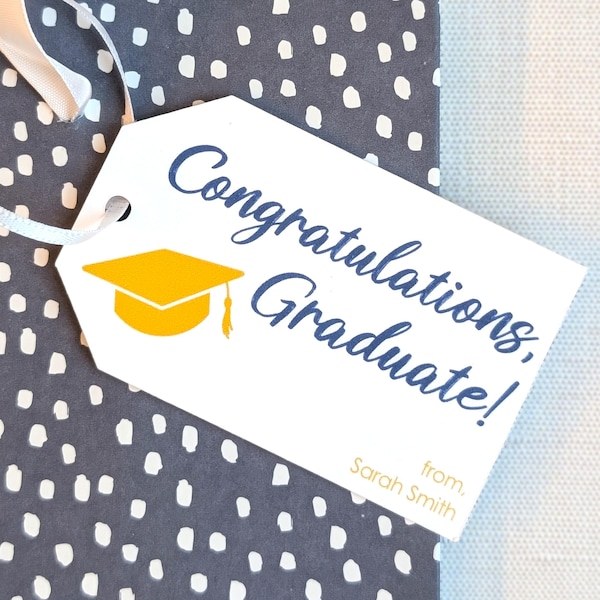 Personalized Graduation Gift Tags - Custom Gift Tags for Graduation Gifts - Congratulations Gift Tags with Name