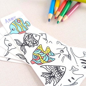 Fish Coloring Bookmarks - Set of 24 Kids Bookmarks - COLORMARKS