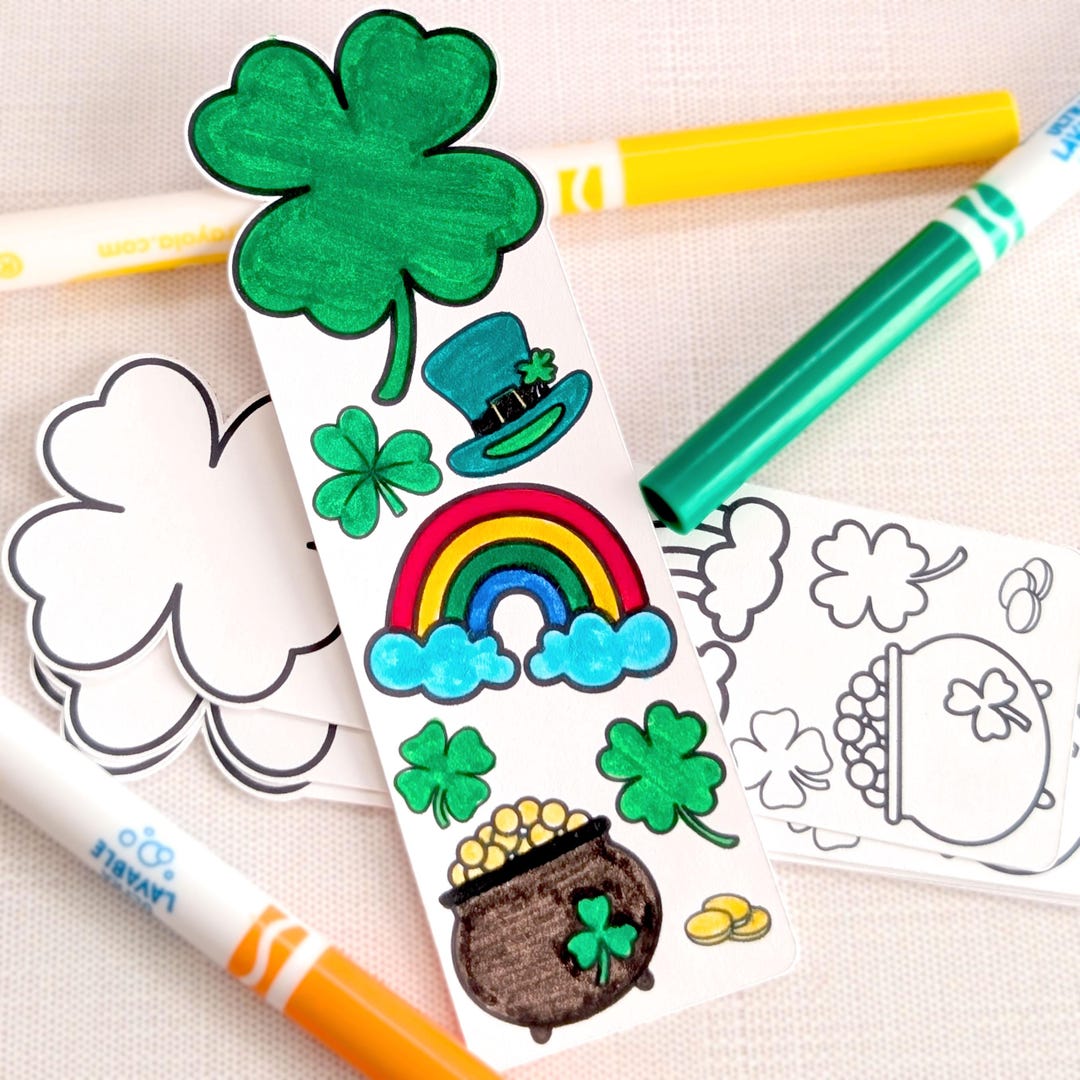 St Patrick’s Day Classroom Activity Coloring Bookmarks for Kids ...