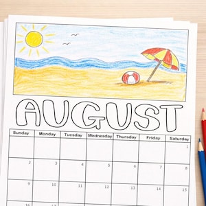 2026 Coloring Calendar for Kids - Draw Your Own Pictures DIY Printable Monthly Planner Download (Digital PDF) January through December