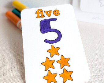 Classroom Coloring Number Flash Cards - Set of 12 Kids Flashcards