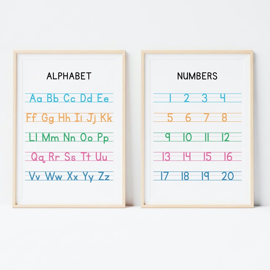 Alphabet and Numbers Poster Bundle Printable, Colorful ABC & Number ...