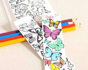 Butterfly Classroom Coloring Bookmarks - Set of 24 Children's Butterflies Color-Your-Own DIY - Teacher Reading Rewards