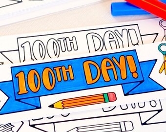100 Days Classroom Coloring Bookmarks for Kids Set of 24 Fun Elementary School Party Activity