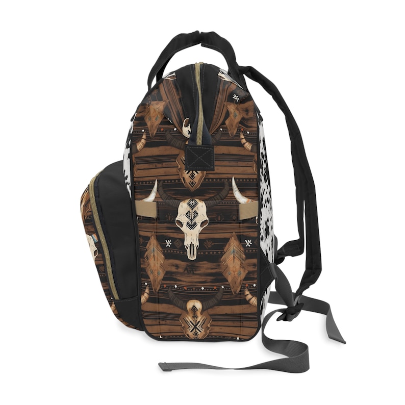Cow Print Diaper Backpack: Western Style Nylon Baby Bag immagine 5