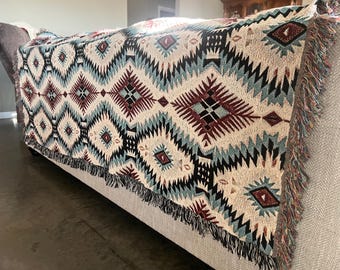 Coperta in tessuto con stampa azteca, 100% cotone