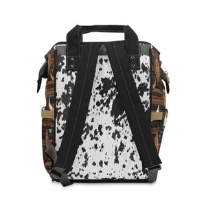 Cow Print Diaper Backpack: Western Style Nylon Baby Bag immagine 4