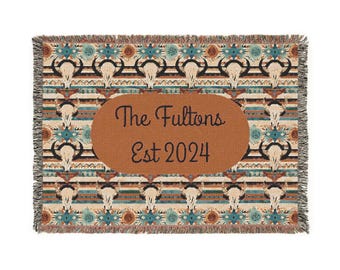 Coperta personalizzata in tessuto con stampa azteca, 100% cotone