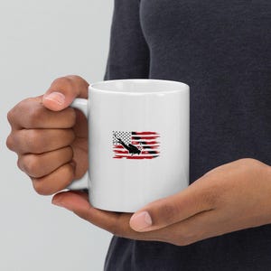 Scuba Diver Mug, American Flag Gift, Patriotic Diver Coffee Mug, USA Diving Gift, Unique Dive Mug, Gift for Scuba Divers, Diving USA Mug