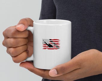 Scuba Diver Mug, American Flag Gift, Patriotic Diver Coffee Mug, USA Diving Gift, Unique Dive Mug, Gift for Scuba Divers, Diving USA Mug