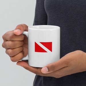 Diver Down Flag Mug, Scuba Diving Gift for Divers, Dive Flag Coffee Cup, Diving Enthusiast Gift, Unique Mugs