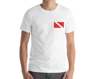 Scuba Diving Flag T Shirt, Diver Down Flag Tee, Diving Gift, Water Sports Apparel, Snorkeling Shirt, Underwater Adventure Clothing