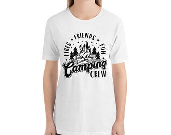 Camping Crew T Shirt, Fires Friends Fun Shirt, Camping Lover Tee, Outdoor Adventure Shirt, Campfire T-Shirt, Hiking T-Shirt